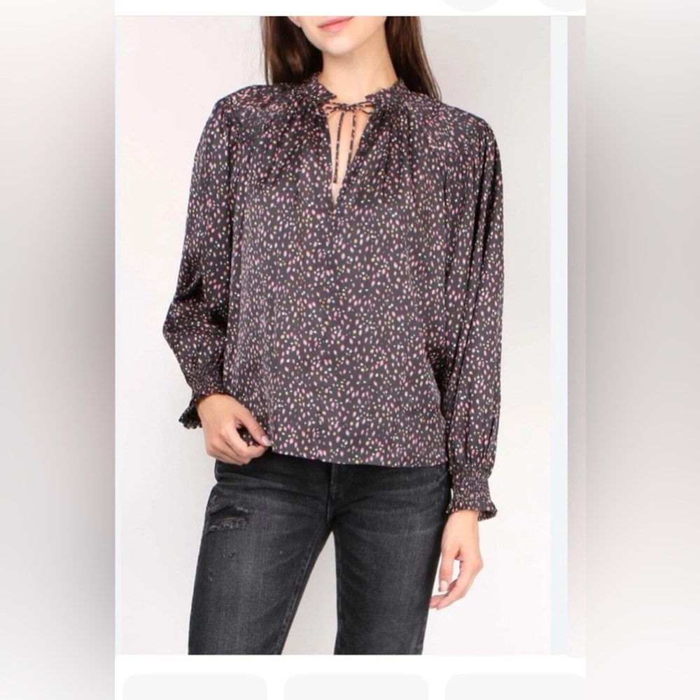 ULLA JOHNSON Floral Print Tie Neck Blouse Size 4/Small NWOT